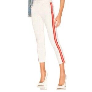Mother Jeans Size 24 The Mid Rise Dazzler Crop in Whipping The Cream Pink Racer